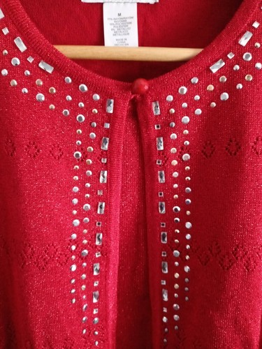 ALFRED DUNNER Two For One Embellished Sweater Top Size Medium New color Red - Picture 9 of 11