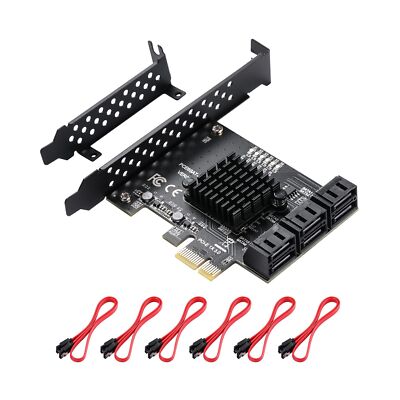 MZHOU PCIe SATA Card 6 Ports, with 6 SATA Cables and Low Profile Bracket, 6 G...