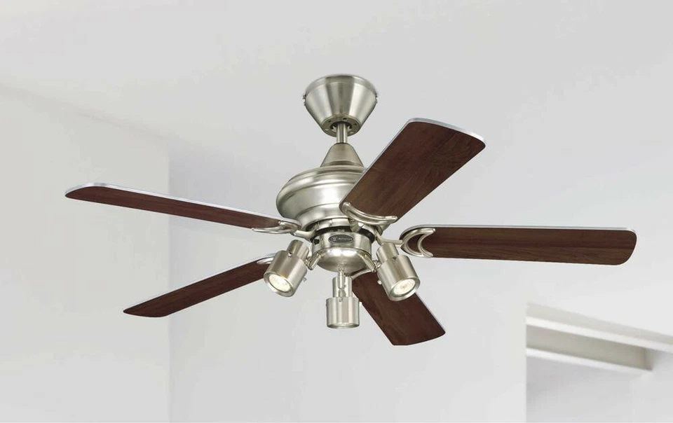 Westinghouse Ventilatore Lampada Piccolo Kingston Alluminio 105 CM Con Tirante - Immagine 3 di 4