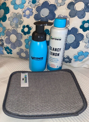 prowin GLANCY LEMON 250 ml + SCHAUMSPENDER blau + Duo Pad Strong 15x20 cm, neu