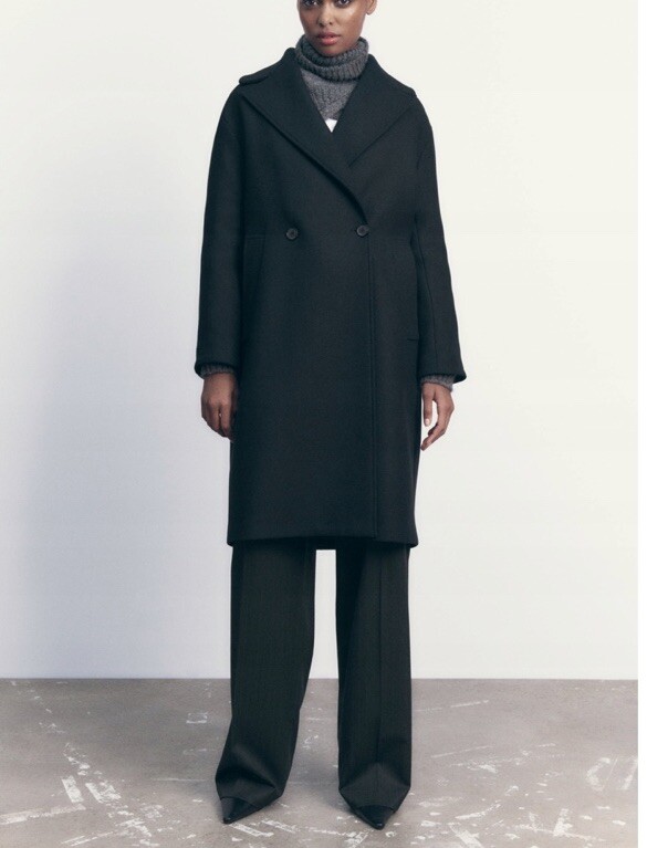 ZARA MANTECO ウール ロングコート ZARA Women Black Oversized Manteco Wool Blend Coat Size L