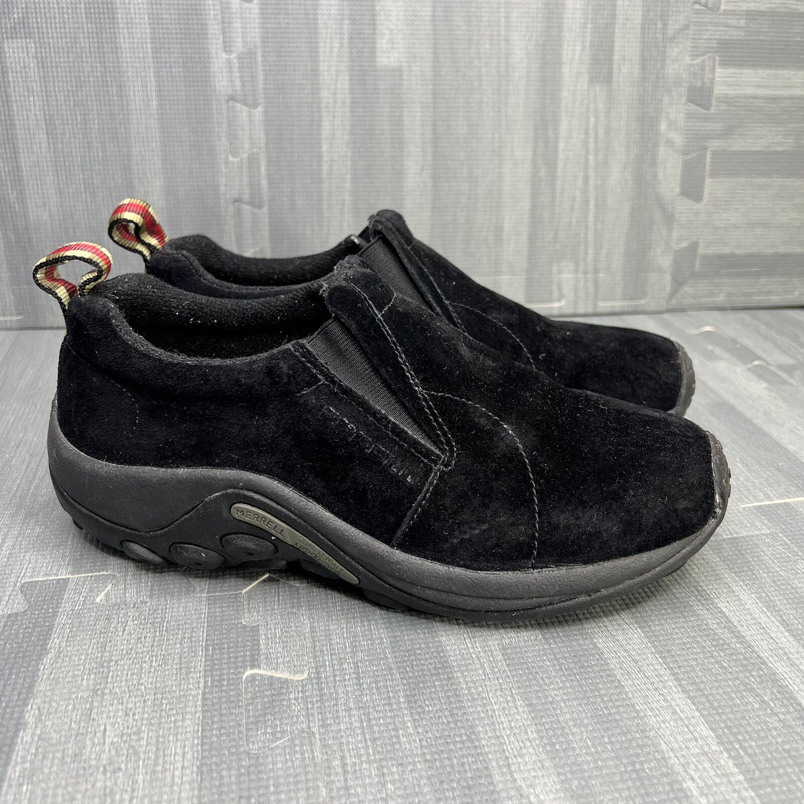 Scarpe da passeggio Merrell Jungle Moc sneakers donna taglia 7 nere scamosciate slip on