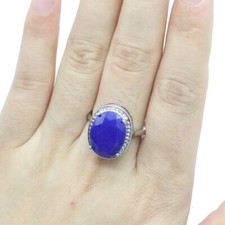 Buy 2 get 1 free 5.7g Real Blue Sapphire Women Engagement Silver Ring Sz 7.25