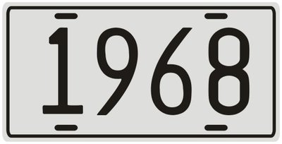 Dodge, Ford or Chevy antique vehicle 1968 License plate