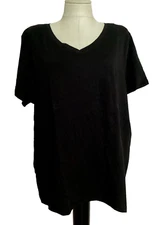 TIME AND TRU BLACK RELAXED FIT CORE V-NECK SHORT SLEEVE KNIT TEE SHIRT SZ 3XL*