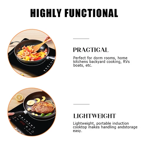 Electric Induction Hob Portable Digital Touch Single Cooker Hot Plate Tool 2200W - Bild 6 von 12