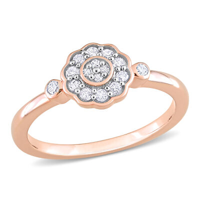 Amour Ring Rose plattiert Sterlingsilber 1/5 kt TDW Diamant Blume