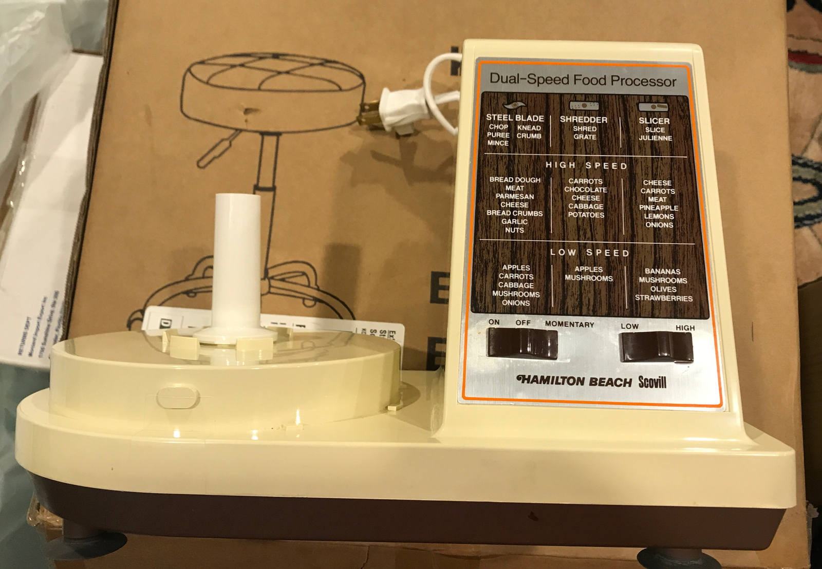 Vintage Hamilton Beach Scovill Food Processor Base Dual Speed Model 702