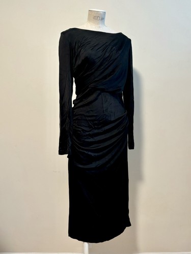 NWT Dries Van Noten Hunewa Jersey Draped Midi Dress Black Sexy Size Small $1165 - Picture 5 of 24