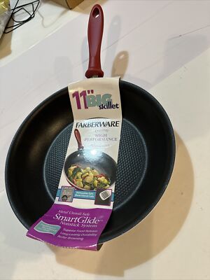 NEW Red FARBERWARE durable High Performance Aluminum Non Stick 11 Inch Pan