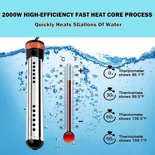 2000W Immersion Water Heater,Portable Bucket Heater with Digital LCD - Picture 3 of 6