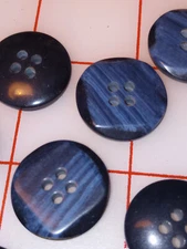 8 Blue Grey Black Stripes Round w Square 4 Hole Plastic Buttons Nicely Made 3/4"