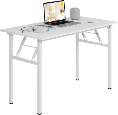 Sturdy 47.2'' Folding Office Desk - No Assembly, Heavy Duty, White