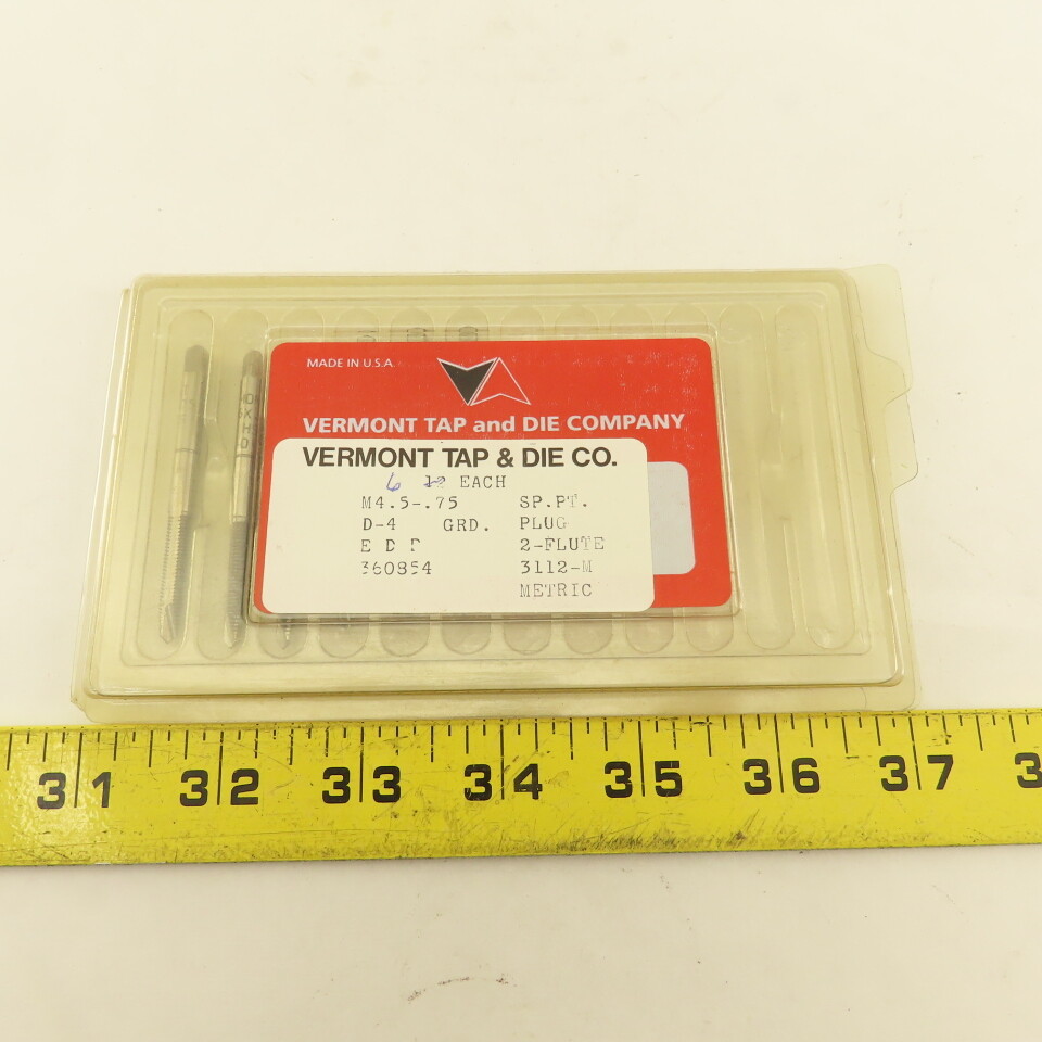Vermont Tap & Die M4.5.75 Metric Plug Tap 2 Flute HSS Lot Of 6 eBay