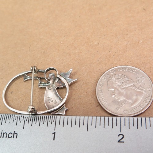 Shout From the Rooftops! Angel with Trumpet Pin Hallmarked 925 Sterling Silver - Imagen 7 de 8