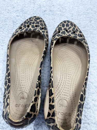 Crocs Leopard Cheetah Animal Print Slip On Ballet Flats Shoes Women 8 - Picture 5 of 10