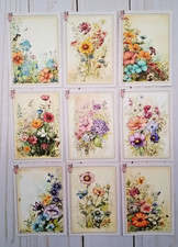 9 Spring Wild Flowers Handmade Journal Cards Scrapbooks Junk Journals Crafts
