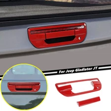 For Jeep Gladiator JT 2020-2025 Red Car Tailgate Door Handle Decor Cover Trim 2P