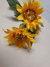 SM Bloom Bright Orange Sunflower Stem / Pick 29" High Autumn Fall Summer Floral