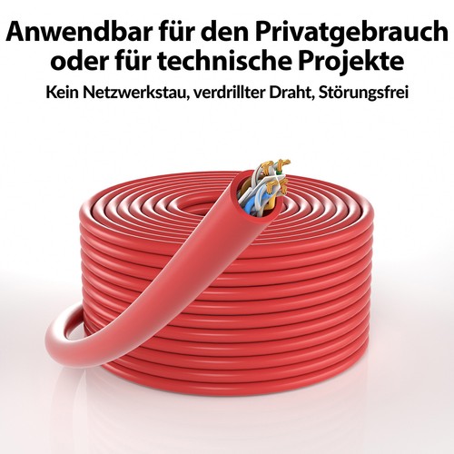 1m CAT 6 Patchkabel Netzwerkkabel Ethernetkabel DSL LAN Kabel - ROT - Afbeelding 5 van 6