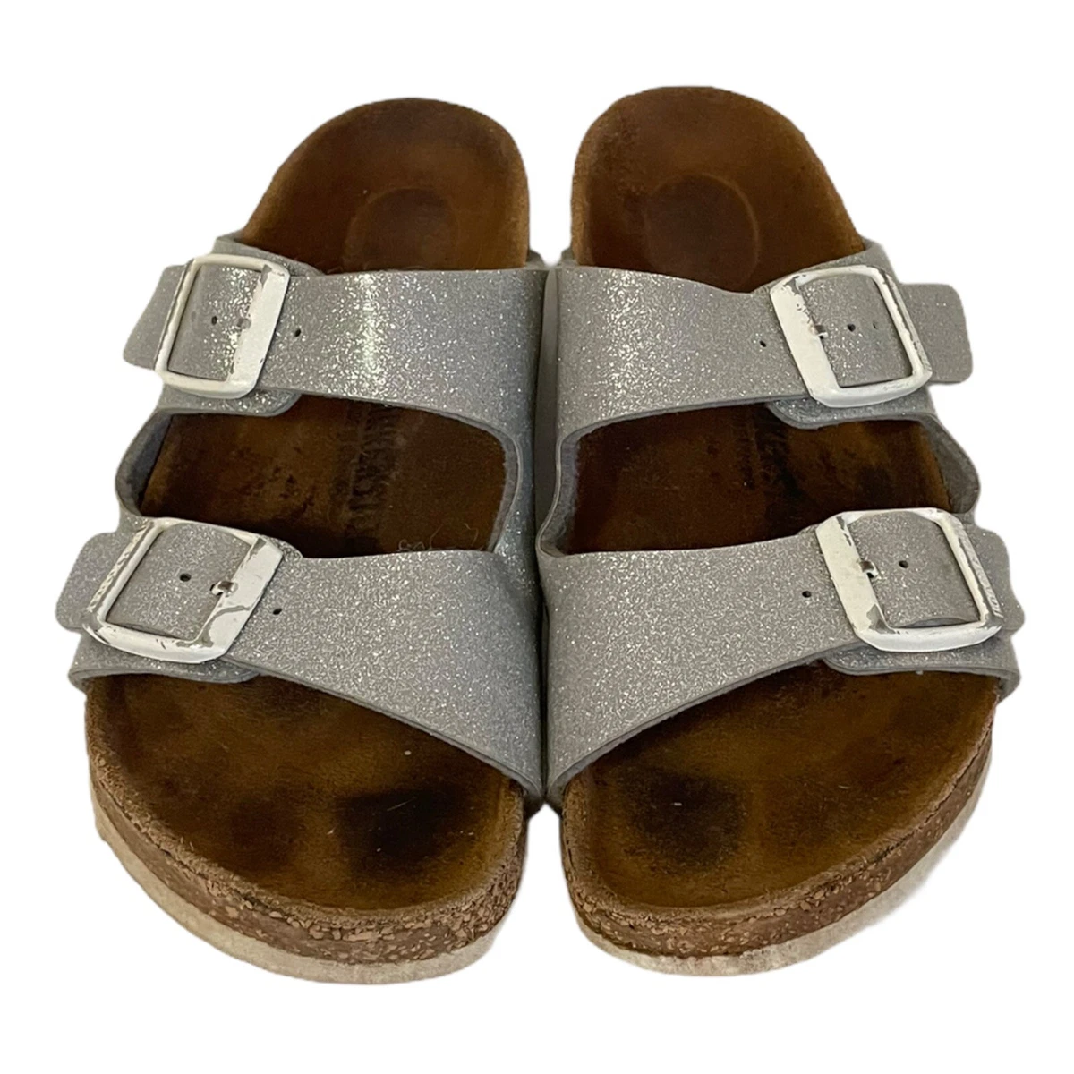 Birkenstock Shoes Girls Sandals Arizona Silver Sparkle Youth Sz