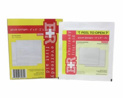 #ad Box of 25 Sterile Gauze Sponges Ever Ready First Aid 4quot; x 4quot; 8 Ply 2#x27;s $4.95