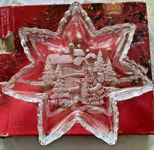 Vintage MIKASA Christmas Star Platter Crystal 13" Diameter x 1.75" Deep Clear VT