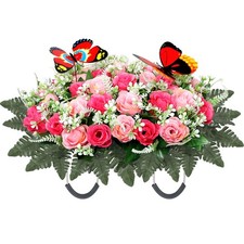 Artificial Cemetery Flowers for Grave,Large Headstone Flower Saddle Realistic...