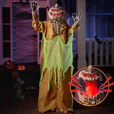 JOYIN 67" Halloween Animated Pumpkin Decorations Outdoor with Pop up Head, Sound