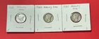 1938 P D S Mercury Dime Set - 90% Silver - 3 Coin Set. Excellent Price For Set!