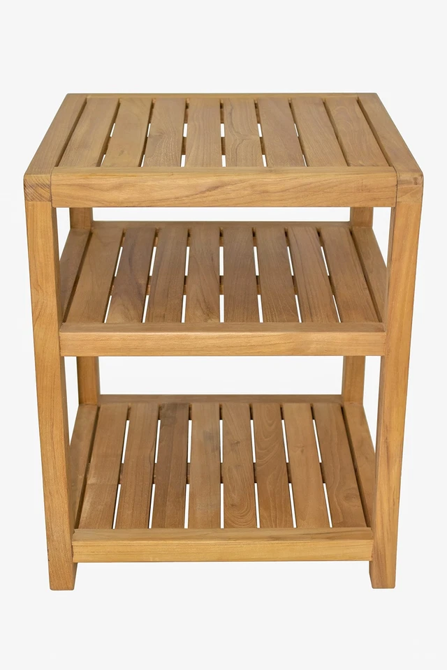 Estante de ducha de teca premium y banco de ducha - Decoración de baño perfecta y... Foto 3 de 4