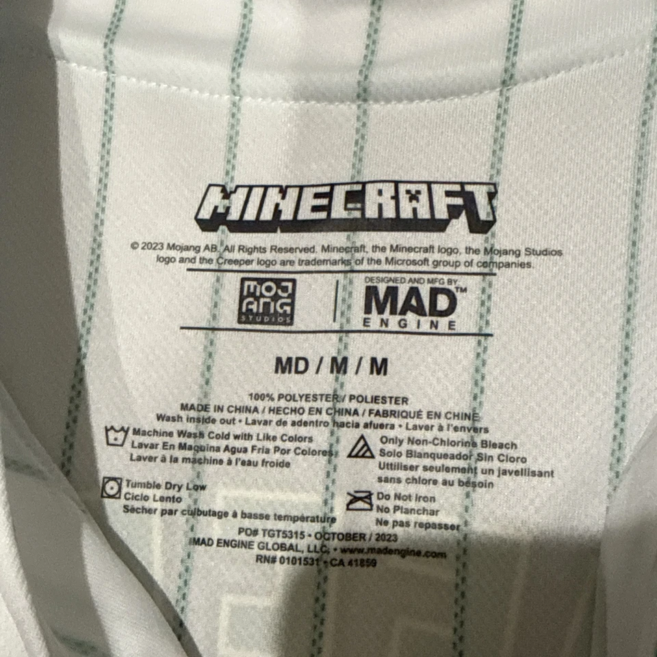 Youth m Minecraft Creeper Baseball Jersey Shirt - Image 2 of 4