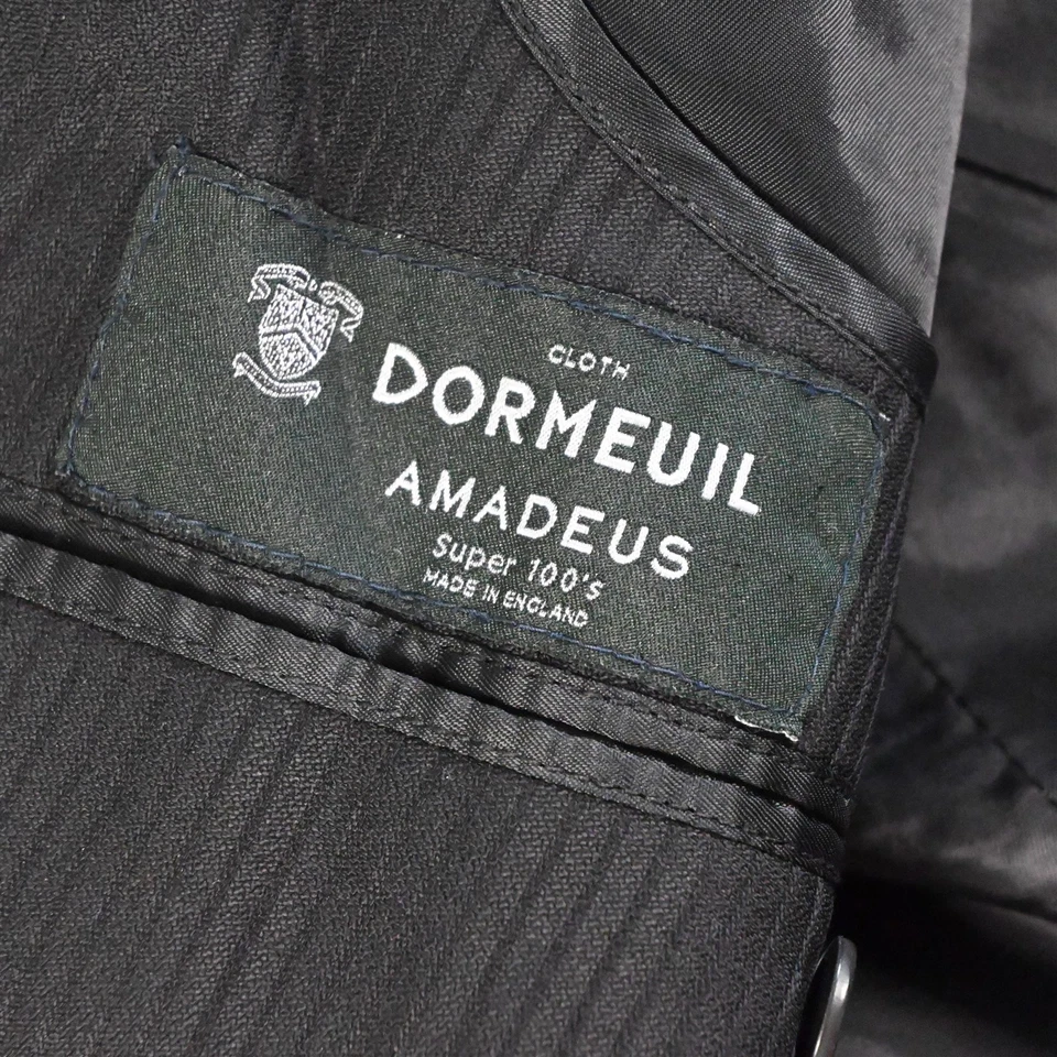 Dormeuil Amadeus 58R 54x32 Black Striped Super 100s Wool Mens Jacket Pants Suit - Image 4 of 4