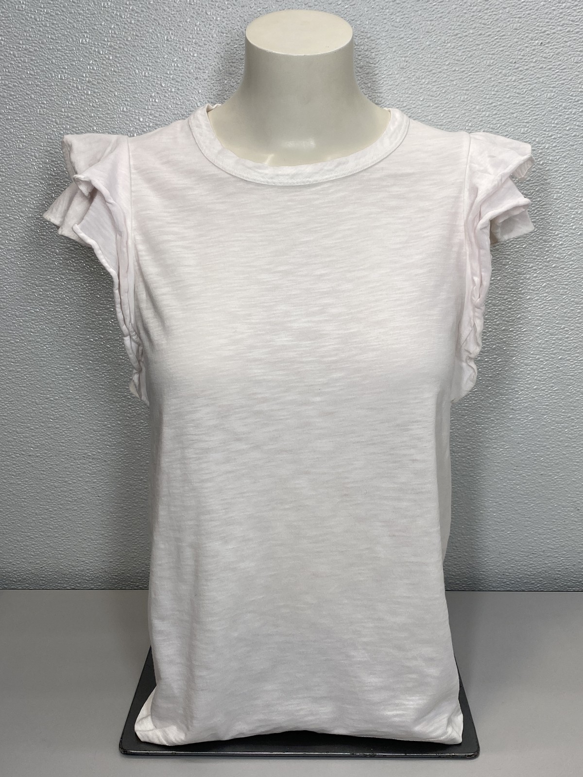 Veronica Beard Jeans Womens Bea Short Sleeve Ruffle Tee White Size XS Crewneck
