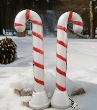 Vintage Candy Cane Christmas Set Union Blow Mold 40  Lighted Yard Decor