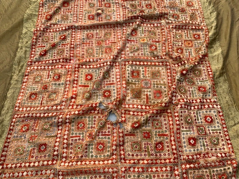 Colcha Antigua Hecha a Mano Hogar Living Colorida Sábana Tradicional 266x218 cm Foto 3 de 4