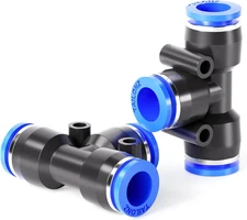 Blue Tee 3 Ways - 8MM Tube OD Push to Connect Tube Quick Fittings Push Lock PE-8