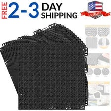 12 Pack Drainage Mats Interlocking Rubber Floor Tiles 10" x 10" Non Slip Rubb...