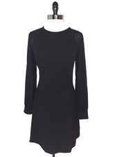 CALVIN KLEIN Size 12 Business Dress Black Long Sleeve Stretch Knit