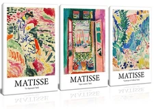 Framed Henri Matisse Abstract Canvas Wall Art Print Set French Floral Rainbow...