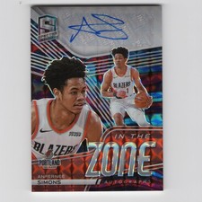 ANFERNEE SIMONS 2020-21 Spectra In The Zone AUTO Interstellar /49 TRAIL BLAZERS