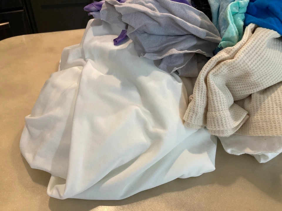 Sewing Fabric Scraps Lot - Jersey, Waffle, Tie-Dye, Knits - Over 8 lbs - Image 3 of 4