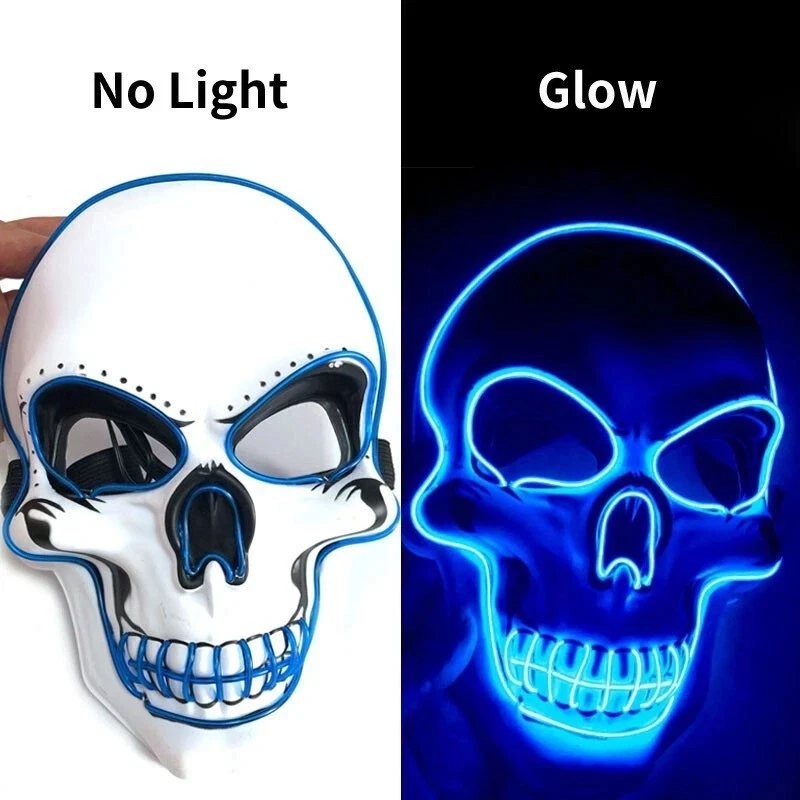 Halloween LED Skull Mask Scary Horror Cosplay Costume Party Luminous Light Up* - Image 3 of 4
