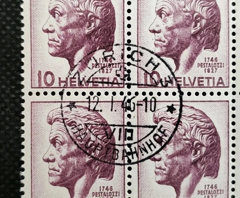 FDC 1946 Switzerland Stamps PESTALOZZI Blocks: Scott 306 Michel 469 + B.I.E. - Image 3 of 4