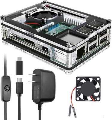 Raspberry Pi 3 B+ Case with Fan Cooling Pi 3B Case with 3 Pcs Heat-Sinks 5V 3A P