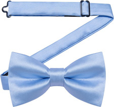 Pre-Tied Bow Tie Satin Solid Bowtie Adjustable Tuxedo Bowties for Men with Gift