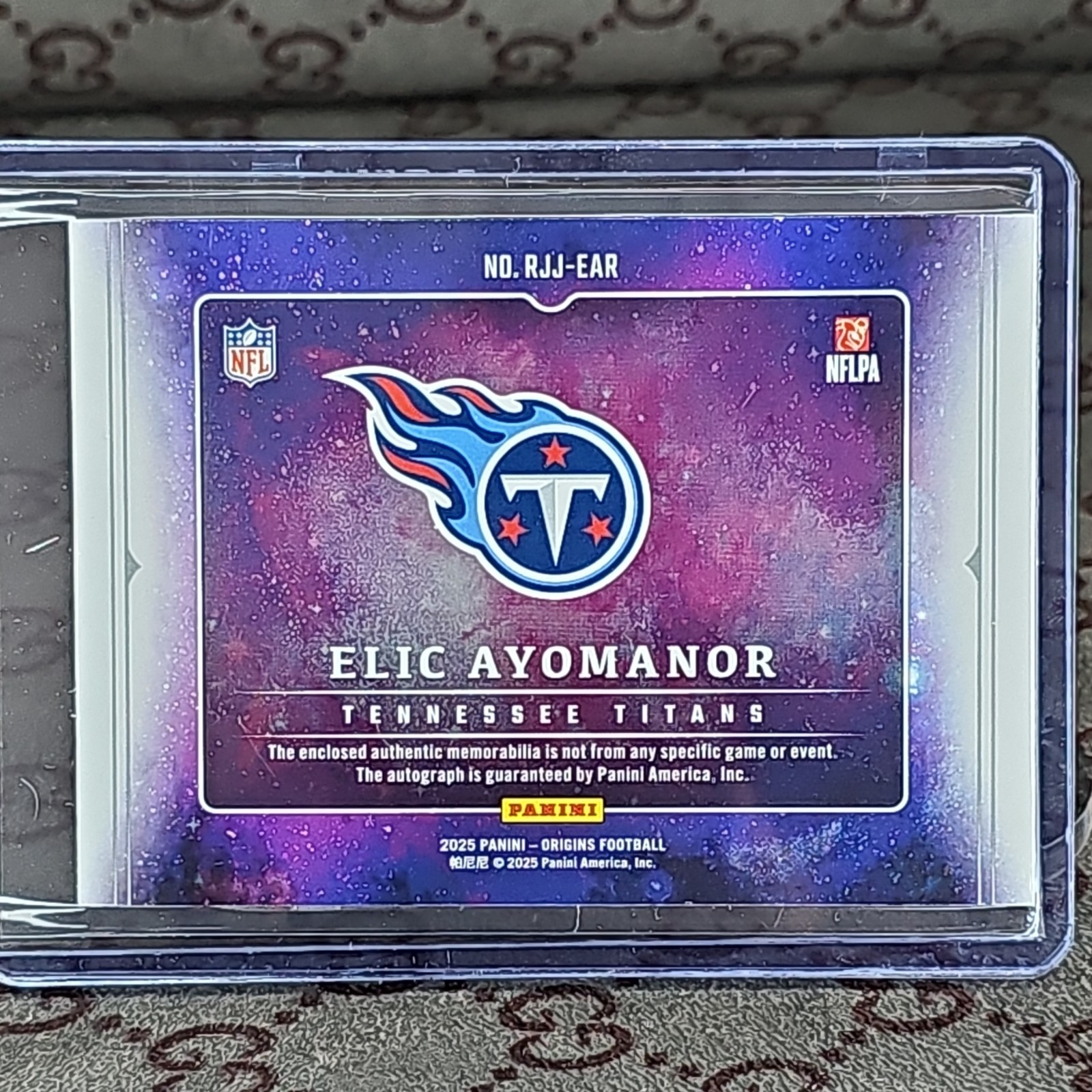 Panini 2025 Origins Elic Ayomanor Titans RC Auto 3 Color Jumbo Patch Blue 19/49 view 6