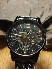 Herren Geneva Marken Armbanduhr im Retro 2000er Design 40 mm zeitlos modern