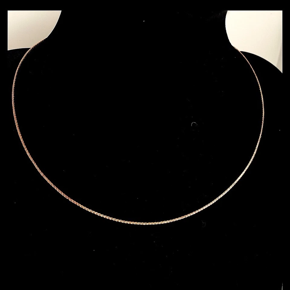 Collar Omega Cable Brillante Oro Rosa 14K Sólido 1.5 mm 17" Fino Foto 3 de 4