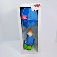 Haba Musical Hanging Hot Air Balloon with Boy in Basket Crib Mobile Plush Toy